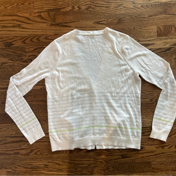 Margaret O’Leary Cardigan Sweater Stripes Ivory Medium Large Designer Cashmere? - Picture 7 of 10